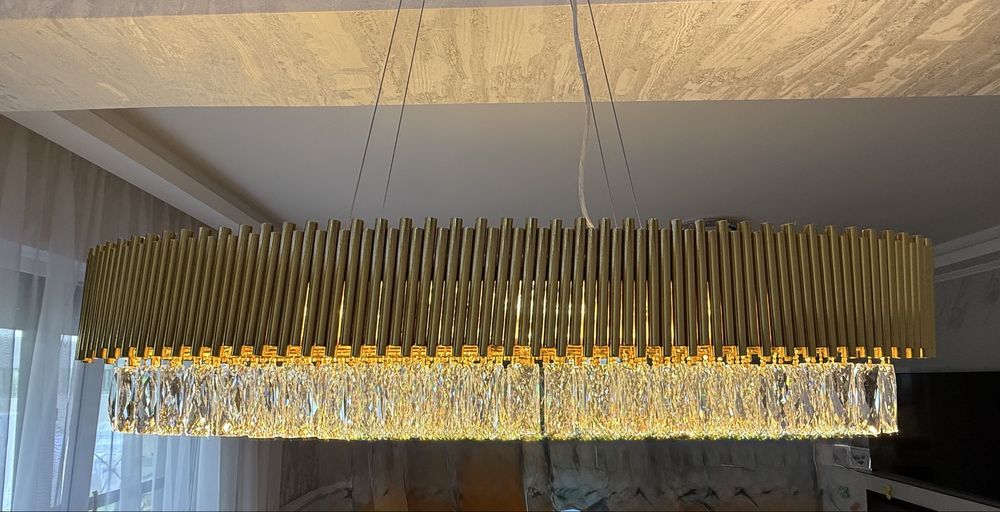 Lustra Lux Aurie Embla100X30 CM Metal/Sticla,Inaltime Reglabila, P0352 - MAXLIGHT