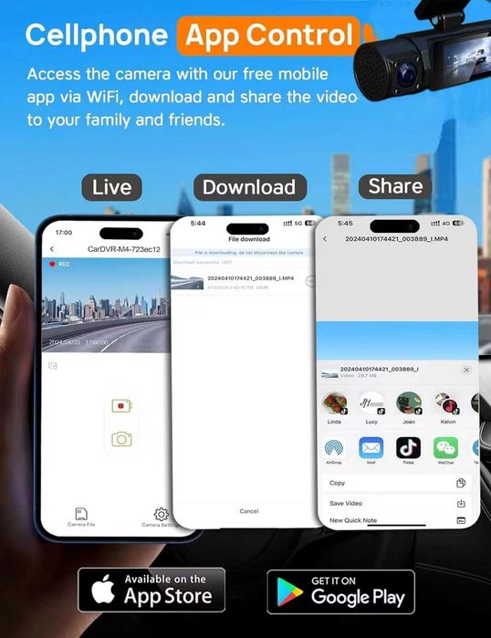 Автомобильный видеорегистратор S100 (Трехканальная запись)