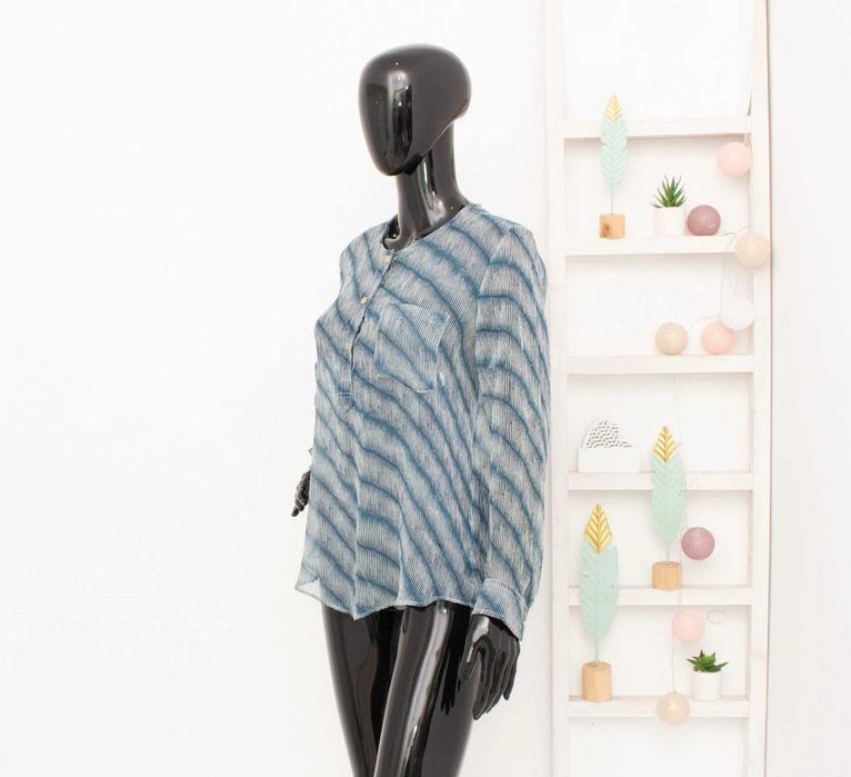 Isabel Marant Etoile копринена риза дамска синя геометричен принт 38