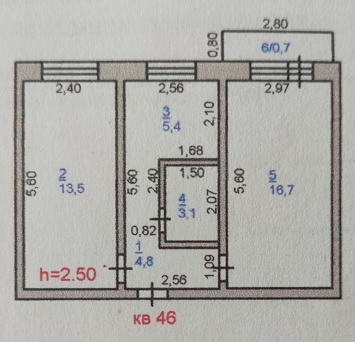 Продам 2 комн.кв, 4/5 этаж, 45м2