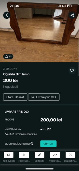 Oglinda si cuier lemn