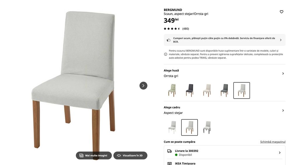 Scaune IKEA - BERGMUND - 2 buc stejar