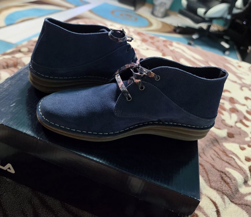 Pantofi bărbați piele întoarsă albastru