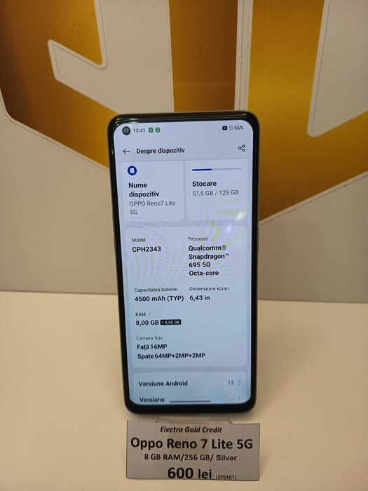 Oppo Reno 7 lite 5G Silver/8GB RAM/128GB ID9487