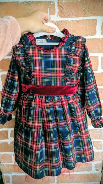 Карирана рокля с дълъг ръкав 104 р-р.