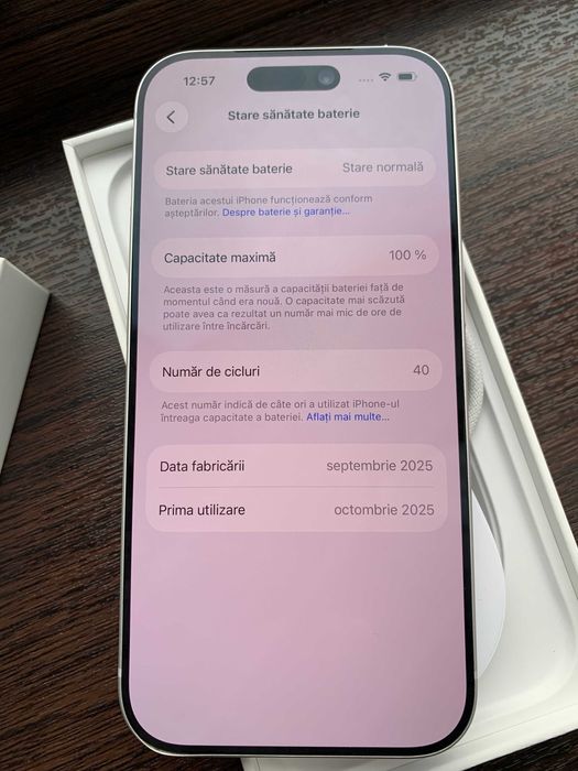 iPhone 17 PRO Silver ( ALB) ca NOU in cutie 256 GB Liber 5G Garantie