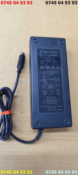 alimentator incarcator bicicleta trotineta 54,6v 2A cu proba