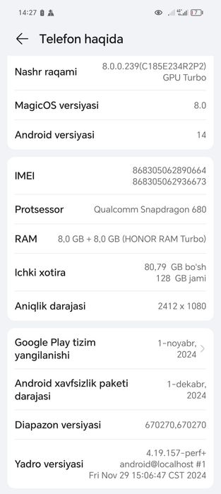 HONOR X8B 8 GA 128 G