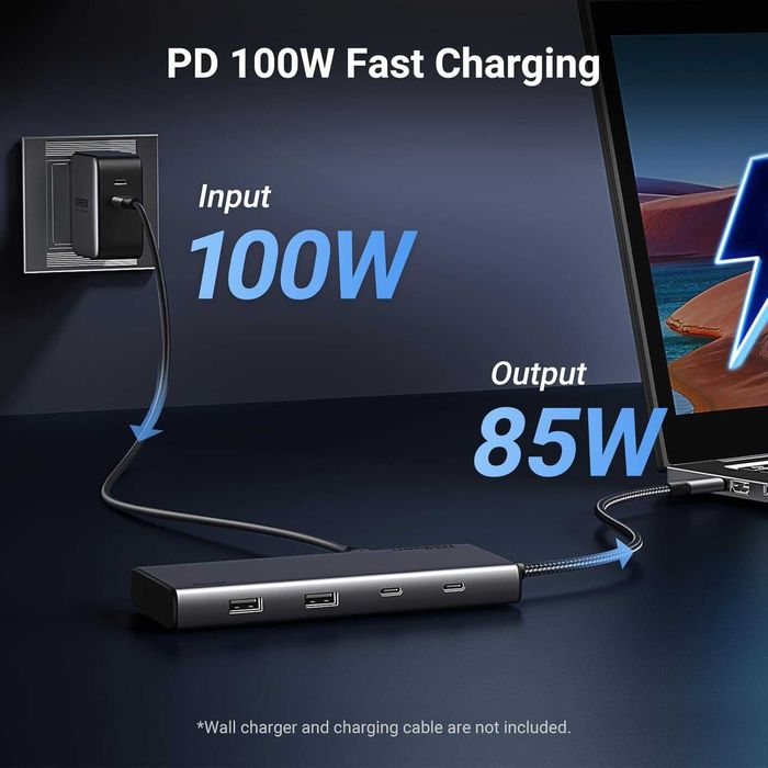 USB C Hub Док станция UGREEN Revodok 8в1 4K Triple Display 10Gbps