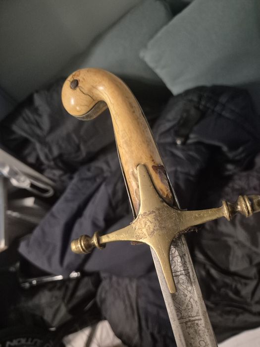 Османска офицерска сабя Шамшир. Дръжка слонова кост