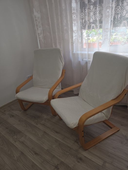Set 2 fotolii cu 2 păturică albe