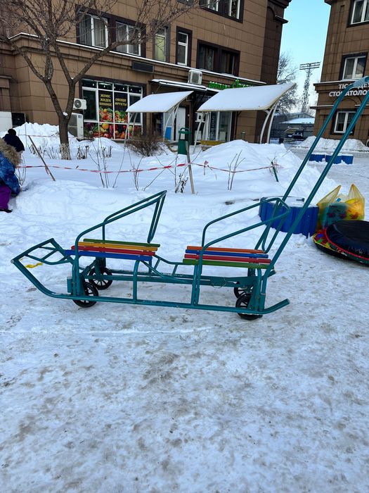 Санки двойные с колесами