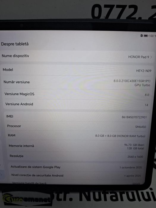 Tableta HONOR Pad 9, 12.1", 8GB, 128GB -N2-