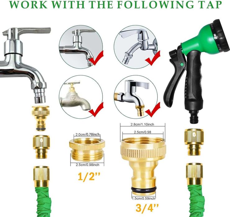 Furtun de gradina extensibil 30m cu duze  de pulverizare