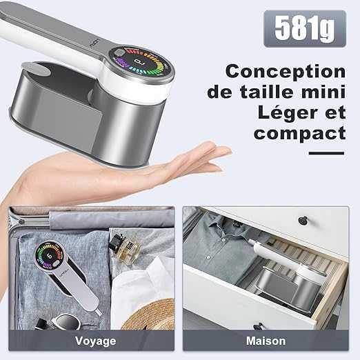 VPOW Мини преносима парна ютия 1200W: 2 в 1  с LCD дисплей