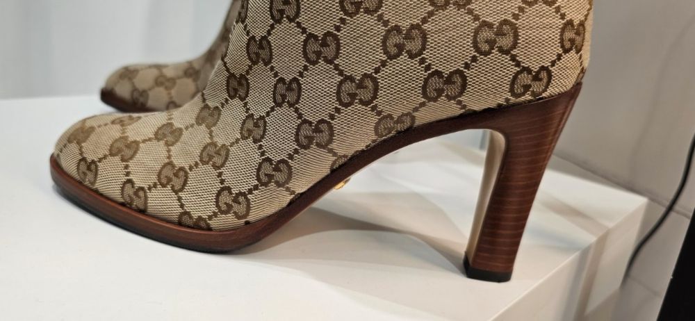 Gucci ,чизми-ботуши,естествена кожа /канвас,н.38