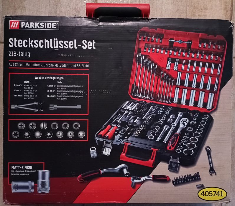 Parkside set 216 piese trusa scule chei tubulare inelare clichet combi