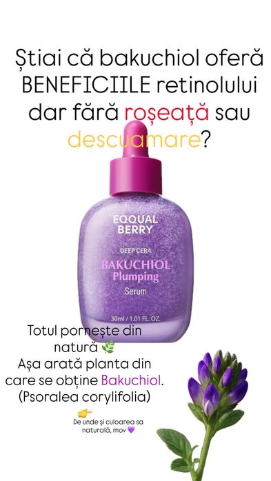 Ser facial anti-rid ten sensibil – alternativă la retinol (Bakuchiol)