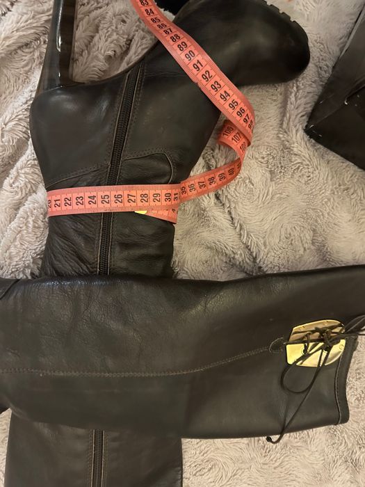 Cizme de piele culoarea cafelei, nr 37, pana sub genunchi,Enzo Bertini