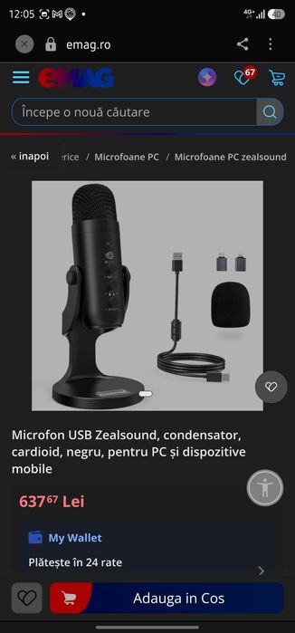 Microfon USB ZealSound Professional Studio - Nou, Sigilat
