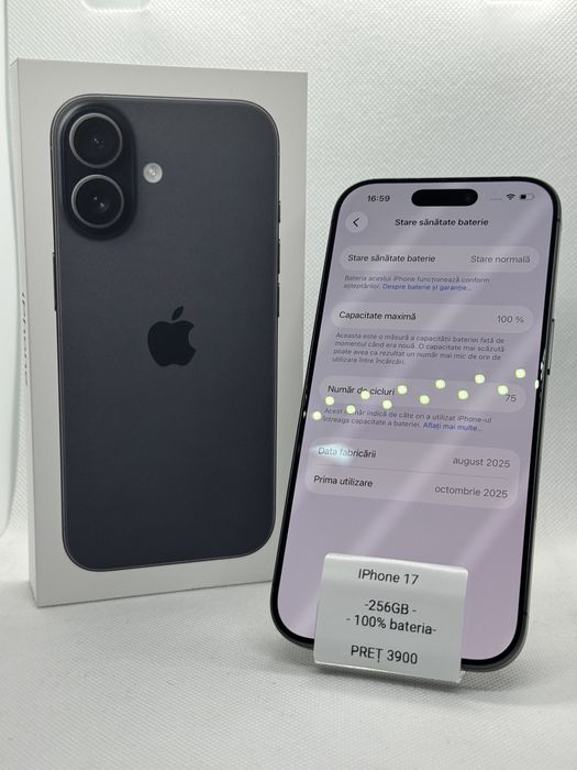 Magazin Vindem: Iphone 17, 256GB, 100% bateria.