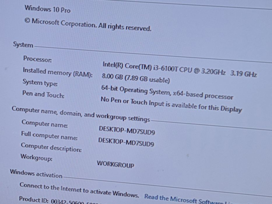 vand calculator Lenovo ThinkCentre M700 Micro..i3 6100T..8 Gb.