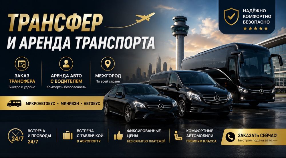 Аренда авто с водителем, джип,минивен, микроавтобус, автобус