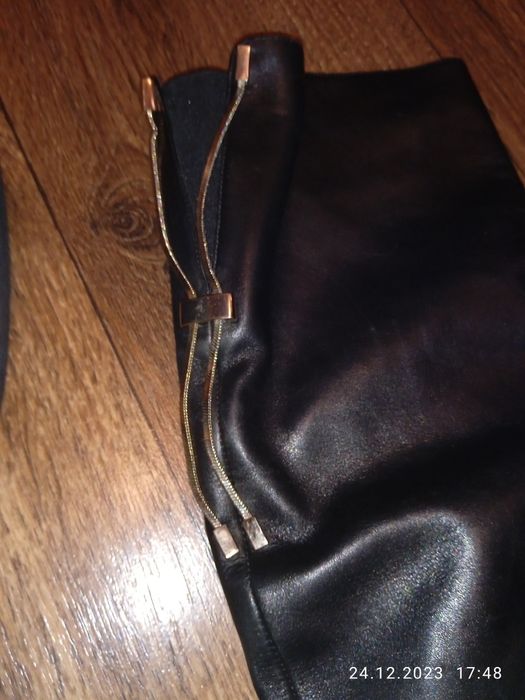 Женские кожаные сапоги, зимние