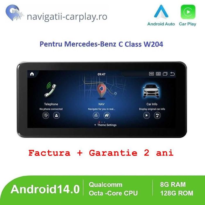 Navigatie Android 10.25/12.3" Mercedes C Class W204 2008 - 2014