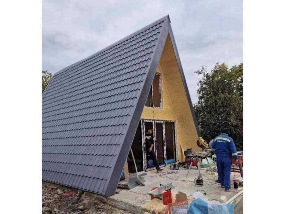 Case din Lemn, Casa Modulara, Garaje Auto si Containere stil birou din structura metalica si panou sandwich termoizolant