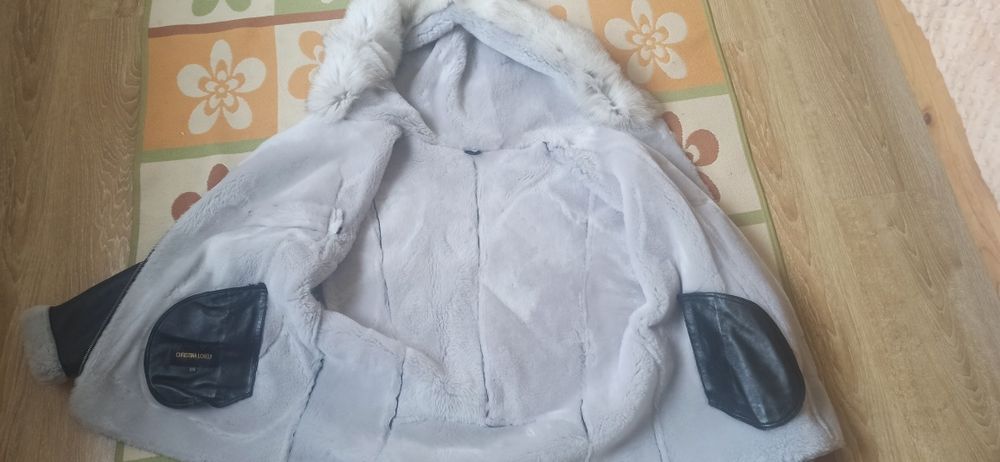 Дубленка кароткая с капюшоном касуха