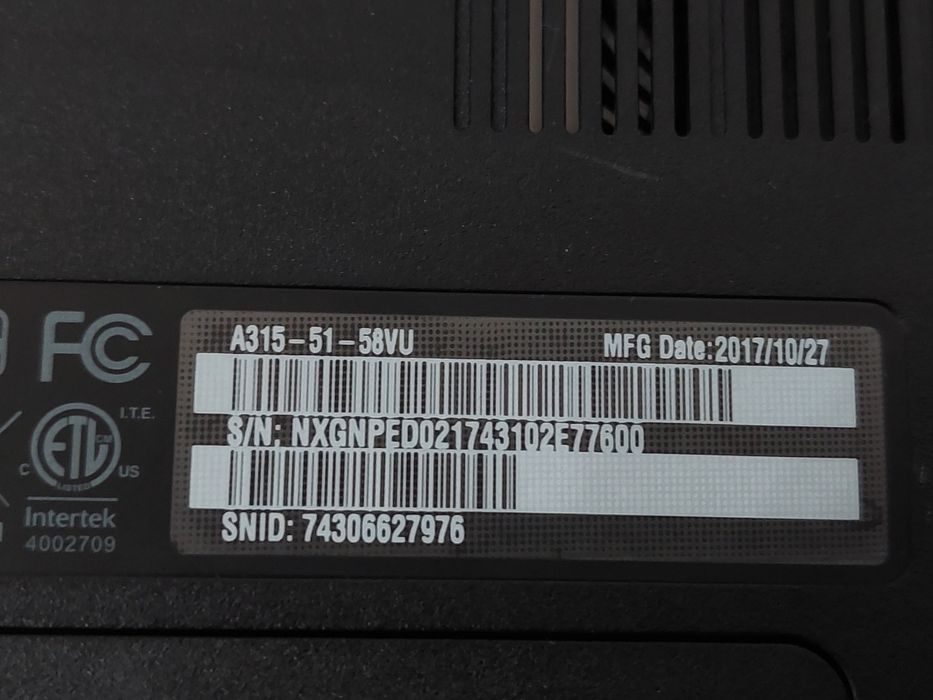 15.6" лаптоп Acer Aspire A315-51 Core i5-7200u, 6GB RAM, 128GB SSD