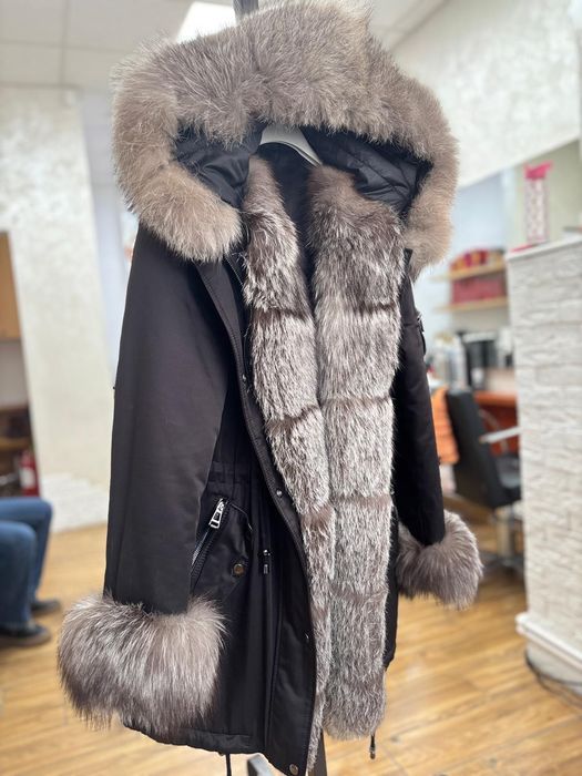 Geaca parka cu blana naturala vulpe argintie