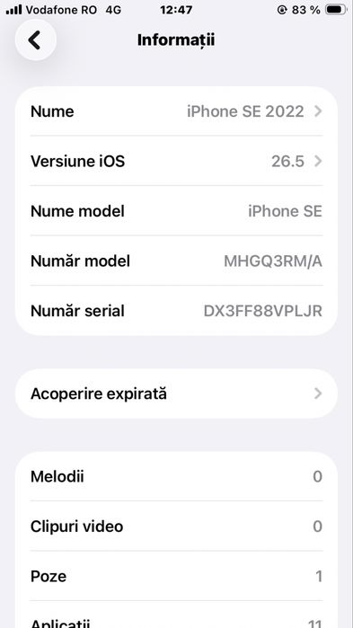 Iphon SE 2022 ios 26.5 / schimb