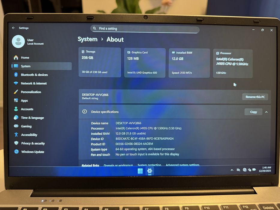 Laptop Jumper EZbook S5 - Intel Celeron J4105, 12GB RAM, 256GB SSD