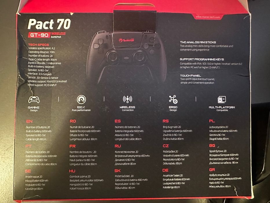 Controller wireless Marvo Scorpion Pact 70 GT-90 – PS4 / PC / Android / iOS