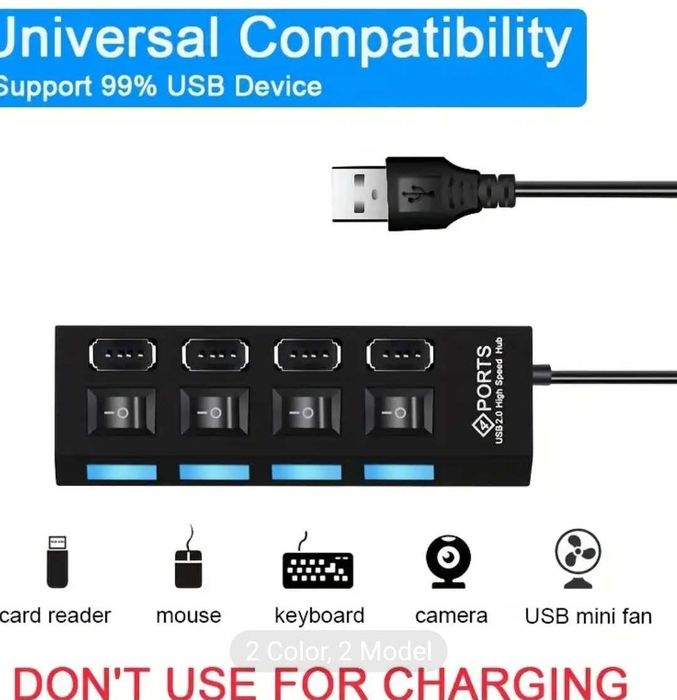 Хъб с 7 порта за флашки, клавиатури, мишки, и други устройства