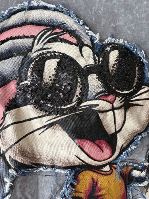 Тениска с деним декорация  заек