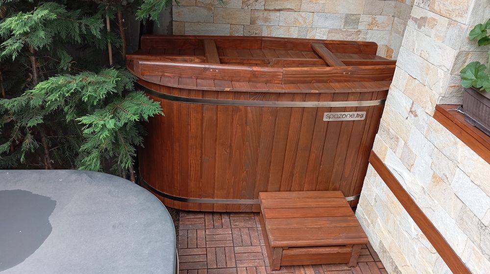 Дървено джакузи ,градинско,японска баня ,с външна печка