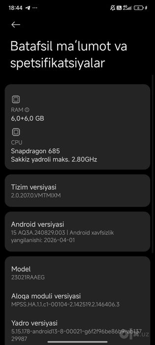 REDMI NOTE 12 hotira 128ga6+6 holati ideal