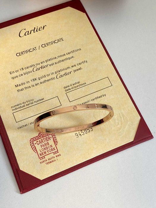 Brățară Cartier Love Slim 17 Rose Gold 750 cu cutie