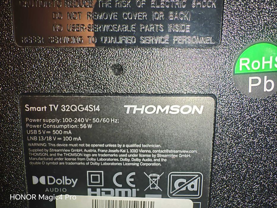 Телевизор Thomson 32qg4s14 с пукната матрица