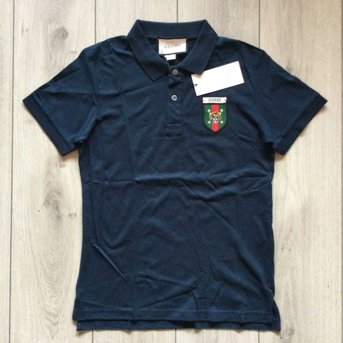НОВА тъмно синя памучна поло тениска яка якичка GUCCI / Гучи размер M