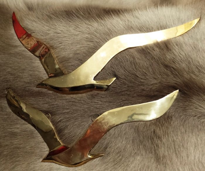 Set sculpturi din alama masiva, aplice cocori de perete piese cu un fo