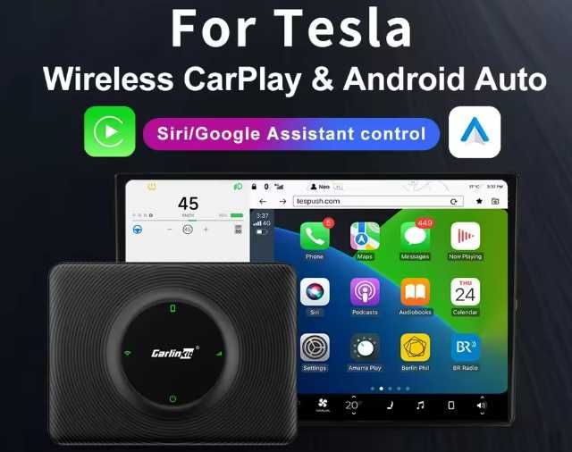 CarlinKit с Carplay или Android Auto за Tesla 3 Y работи чрез браузера