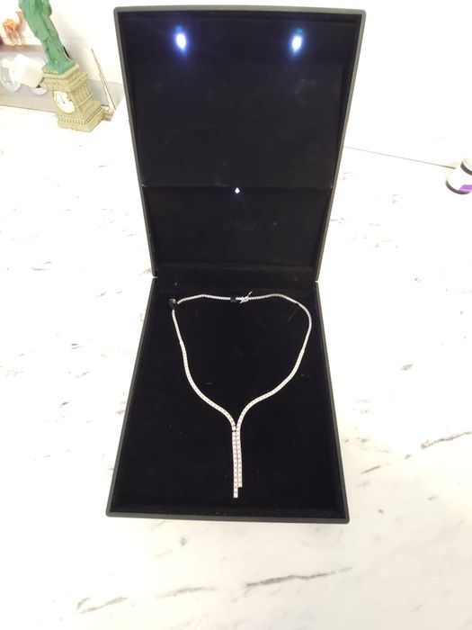 Colier Tennis Lux din Aur Alb 14K cu Diamante-Piesa de Lux