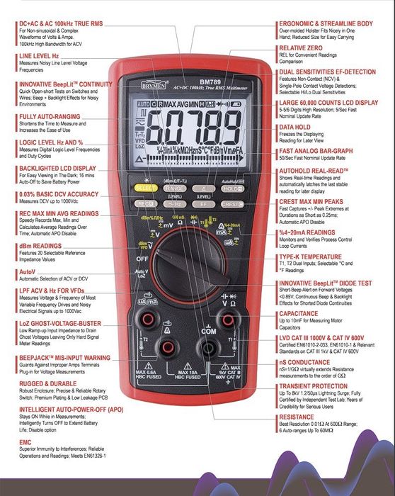 Brymen BM789 multimetru digital True RMS AC/DC 100kHz