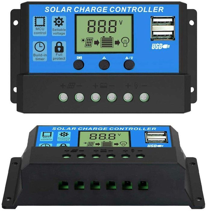 Интелигентен LCD соларен контролер 12V-24V 10A