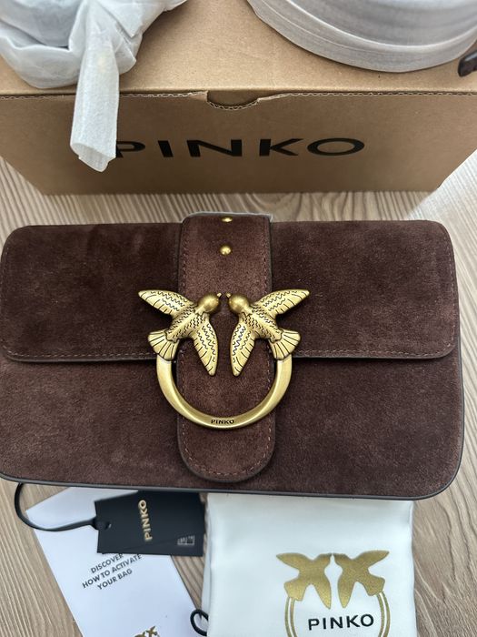 Оригинална велурена чанта Pinko в кафяво 104340 A2CC