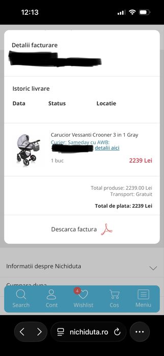 Vand carucior complet